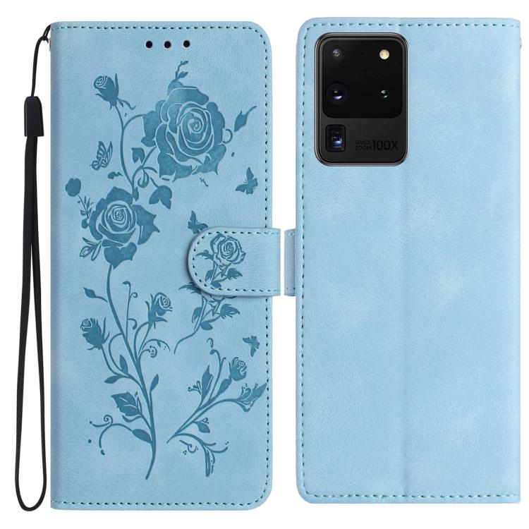 Rose Flower Embossing Pattern Leather Phone Case, For Samsung Galaxy S20 FE 5G, For Samsung Galaxy S20 Ultra 5G, For Samsung Galaxy S20 5G