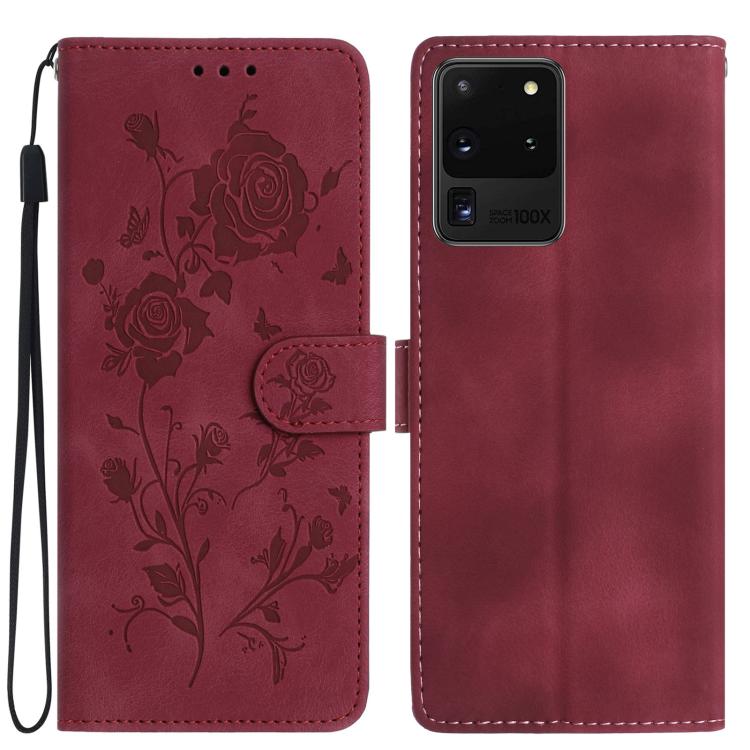 Rose Flower Embossing Pattern Leather Phone Case, For Samsung Galaxy S20 FE 5G, For Samsung Galaxy S20 Ultra 5G, For Samsung Galaxy S20 5G
