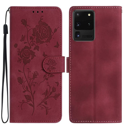 Rose Flower Embossing Pattern Leather Phone Case, For Samsung Galaxy S20 FE 5G, For Samsung Galaxy S20 Ultra 5G, For Samsung Galaxy S20 5G