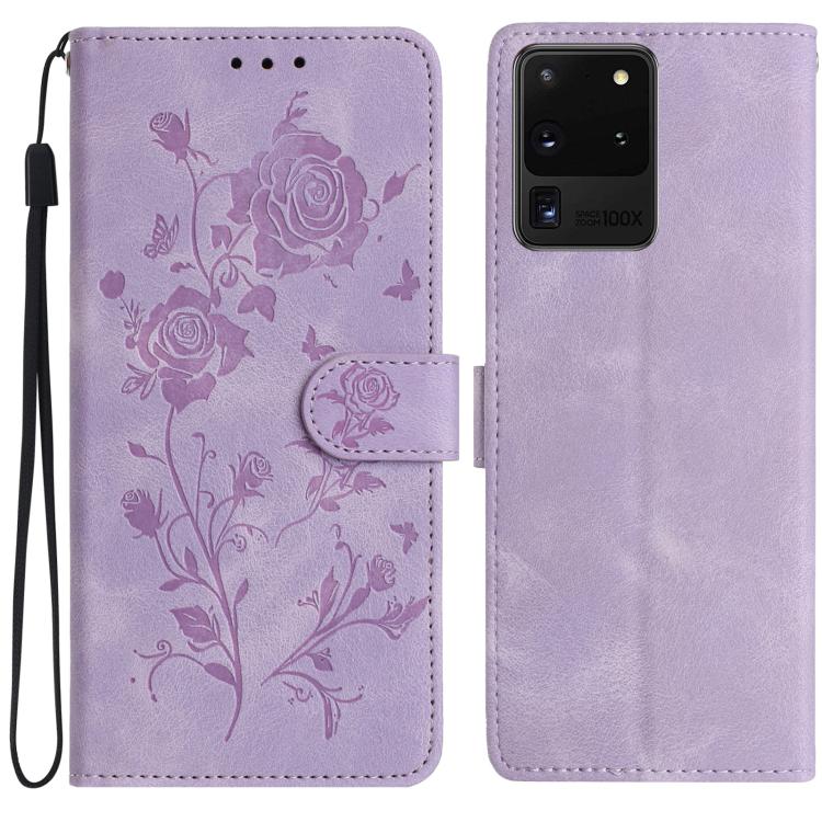 Rose Flower Embossing Pattern Leather Phone Case, For Samsung Galaxy S20 FE 5G, For Samsung Galaxy S20 Ultra 5G, For Samsung Galaxy S20 5G