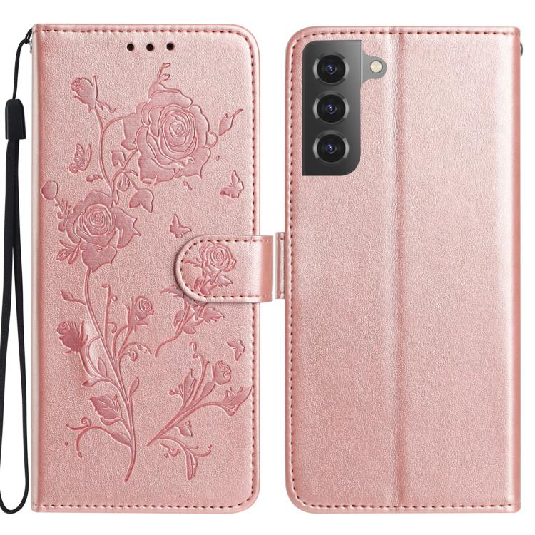 Rose Flower Embossing Pattern Leather Phone Case, For Samsung Galaxy S22+ 5G, For Samsung Galaxy S22 5G, For Samsung Galaxy S21 5G, For Samsung Galaxy S21+ 5G, For Samsung Galaxy S21 Ultra 5G