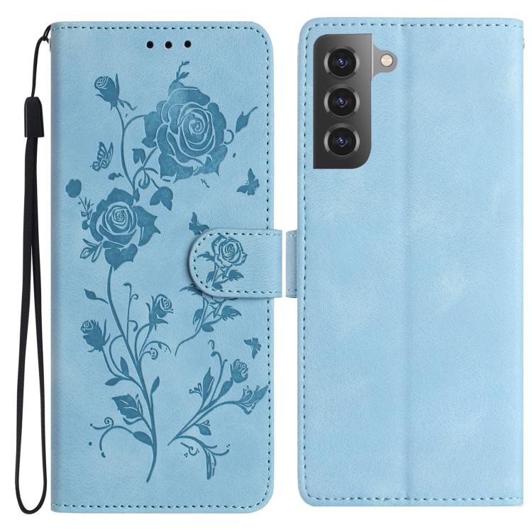 Rose Flower Embossing Pattern Leather Phone Case, For Samsung Galaxy S22+ 5G, For Samsung Galaxy S22 5G, For Samsung Galaxy S21 5G, For Samsung Galaxy S21+ 5G, For Samsung Galaxy S21 Ultra 5G