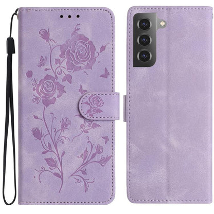 Rose Flower Embossing Pattern Leather Phone Case, For Samsung Galaxy S22+ 5G, For Samsung Galaxy S22 5G, For Samsung Galaxy S21 5G, For Samsung Galaxy S21+ 5G, For Samsung Galaxy S21 Ultra 5G