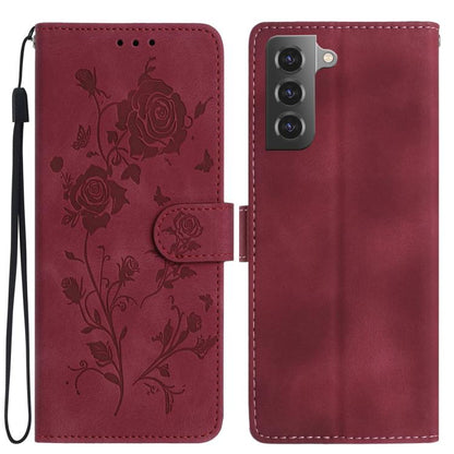 Rose Flower Embossing Pattern Leather Phone Case, For Samsung Galaxy S22+ 5G, For Samsung Galaxy S22 5G, For Samsung Galaxy S21 5G, For Samsung Galaxy S21+ 5G, For Samsung Galaxy S21 Ultra 5G