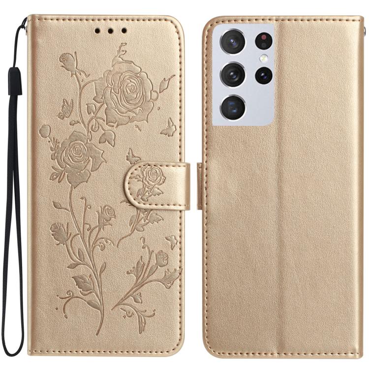 Rose Flower Embossing Pattern Leather Phone Case, For Samsung Galaxy S22+ 5G, For Samsung Galaxy S22 5G, For Samsung Galaxy S21 5G, For Samsung Galaxy S21+ 5G, For Samsung Galaxy S21 Ultra 5G