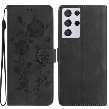 Rose Flower Embossing Pattern Leather Phone Case, For Samsung Galaxy S22+ 5G, For Samsung Galaxy S22 5G, For Samsung Galaxy S21 5G, For Samsung Galaxy S21+ 5G, For Samsung Galaxy S21 Ultra 5G