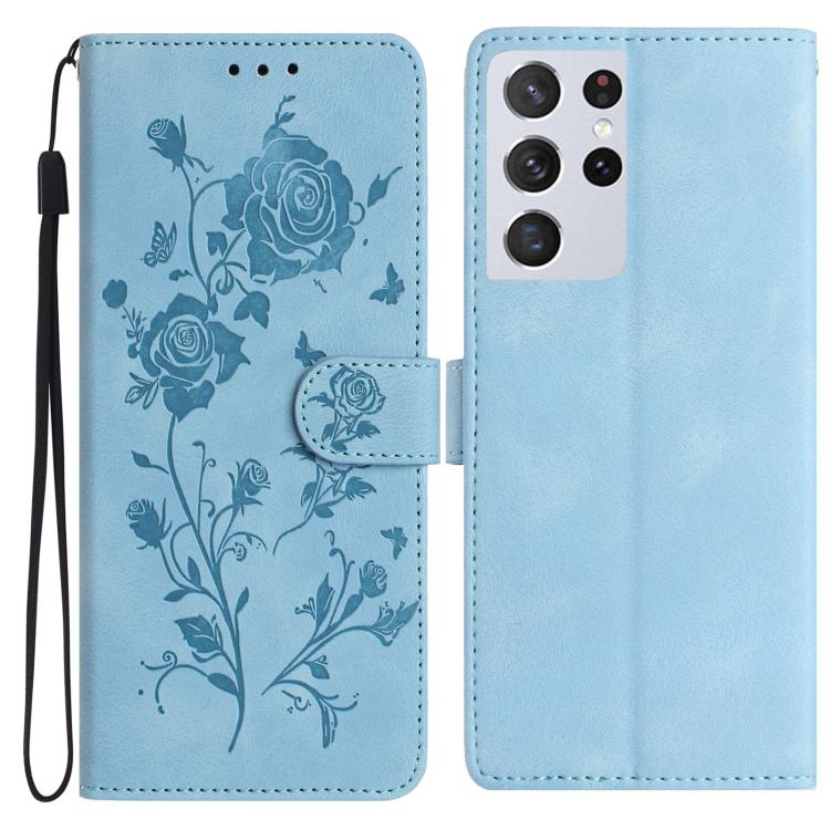 Rose Flower Embossing Pattern Leather Phone Case, For Samsung Galaxy S22+ 5G, For Samsung Galaxy S22 5G, For Samsung Galaxy S21 5G, For Samsung Galaxy S21+ 5G, For Samsung Galaxy S21 Ultra 5G
