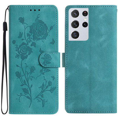 Rose Flower Embossing Pattern Leather Phone Case, For Samsung Galaxy S22+ 5G, For Samsung Galaxy S22 5G, For Samsung Galaxy S21 5G, For Samsung Galaxy S21+ 5G, For Samsung Galaxy S21 Ultra 5G