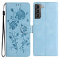 Rose Flower Embossing Pattern Leather Phone Case, For Samsung Galaxy S22+ 5G, For Samsung Galaxy S22 5G, For Samsung Galaxy S21 5G, For Samsung Galaxy S21+ 5G, For Samsung Galaxy S21 Ultra 5G