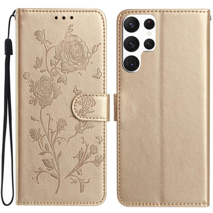 Rose Flower Embossing Pattern Leather Phone Case, For Samsung Galaxy S24 5G, For Samsung Galaxy S23 Ultra 5G, For Samsung Galaxy S23+ 5G, For Samsung Galaxy S23 5G, For Samsung Galaxy S22 Ultra 5G