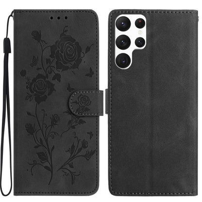 Rose Flower Embossing Pattern Leather Phone Case, For Samsung Galaxy S24 5G, For Samsung Galaxy S23 Ultra 5G, For Samsung Galaxy S23+ 5G, For Samsung Galaxy S23 5G, For Samsung Galaxy S22 Ultra 5G