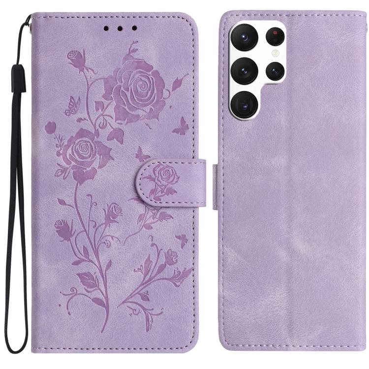 Rose Flower Embossing Pattern Leather Phone Case, For Samsung Galaxy S24 5G, For Samsung Galaxy S23 Ultra 5G, For Samsung Galaxy S23+ 5G, For Samsung Galaxy S23 5G, For Samsung Galaxy S22 Ultra 5G