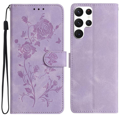 Rose Flower Embossing Pattern Leather Phone Case, For Samsung Galaxy S24 5G, For Samsung Galaxy S23 Ultra 5G, For Samsung Galaxy S23+ 5G, For Samsung Galaxy S23 5G, For Samsung Galaxy S22 Ultra 5G