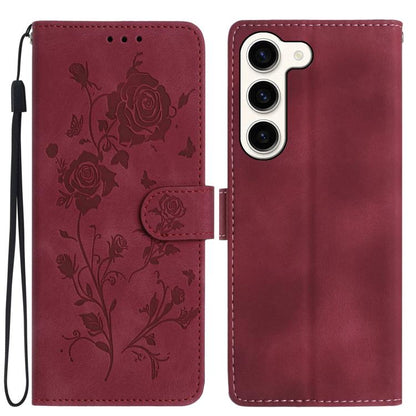 Rose Flower Embossing Pattern Leather Phone Case, For Samsung Galaxy S24 5G, For Samsung Galaxy S23 Ultra 5G, For Samsung Galaxy S23+ 5G, For Samsung Galaxy S23 5G, For Samsung Galaxy S22 Ultra 5G