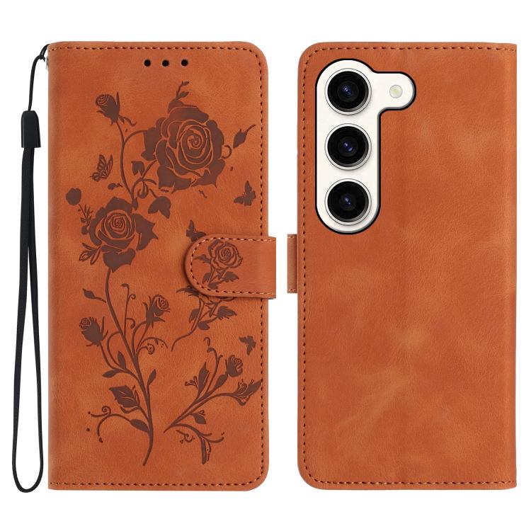 Rose Flower Embossing Pattern Leather Phone Case, For Samsung Galaxy S24 5G, For Samsung Galaxy S23 Ultra 5G, For Samsung Galaxy S23+ 5G, For Samsung Galaxy S23 5G, For Samsung Galaxy S22 Ultra 5G