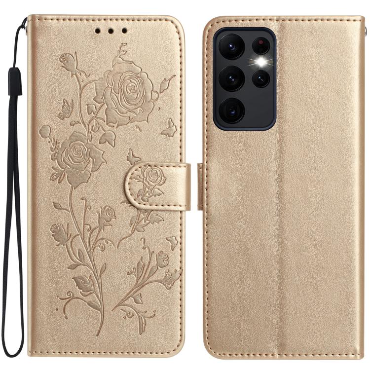 Rose Flower Embossing Pattern Leather Phone Case, For Samsung Galaxy S24 5G, For Samsung Galaxy S23 Ultra 5G, For Samsung Galaxy S23+ 5G, For Samsung Galaxy S23 5G, For Samsung Galaxy S22 Ultra 5G