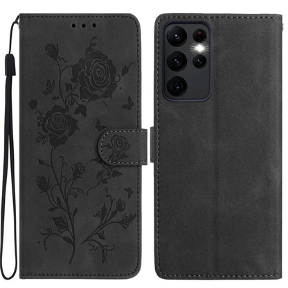 Rose Flower Embossing Pattern Leather Phone Case, For Samsung Galaxy S24 5G, For Samsung Galaxy S23 Ultra 5G, For Samsung Galaxy S23+ 5G, For Samsung Galaxy S23 5G, For Samsung Galaxy S22 Ultra 5G