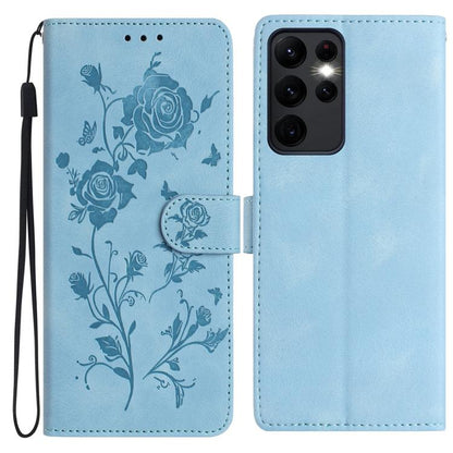 Rose Flower Embossing Pattern Leather Phone Case, For Samsung Galaxy S24 5G, For Samsung Galaxy S23 Ultra 5G, For Samsung Galaxy S23+ 5G, For Samsung Galaxy S23 5G, For Samsung Galaxy S22 Ultra 5G