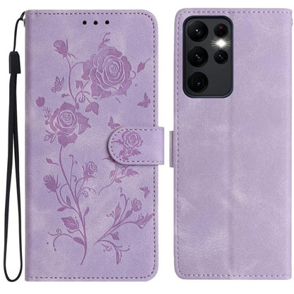 Rose Flower Embossing Pattern Leather Phone Case, For Samsung Galaxy S24 5G, For Samsung Galaxy S23 Ultra 5G, For Samsung Galaxy S23+ 5G, For Samsung Galaxy S23 5G, For Samsung Galaxy S22 Ultra 5G