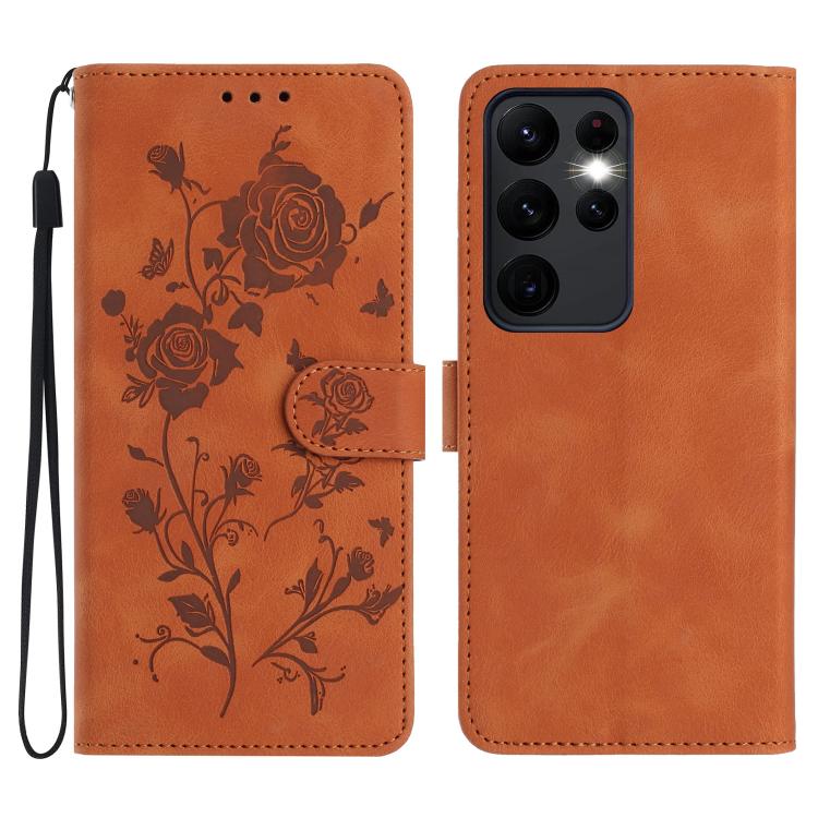 Rose Flower Embossing Pattern Leather Phone Case, For Samsung Galaxy S24 5G, For Samsung Galaxy S23 Ultra 5G, For Samsung Galaxy S23+ 5G, For Samsung Galaxy S23 5G, For Samsung Galaxy S22 Ultra 5G