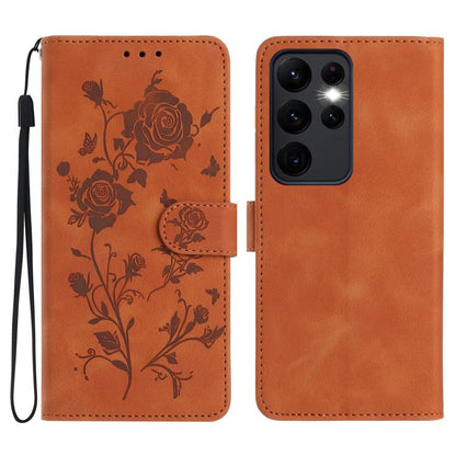 Rose Flower Embossing Pattern Leather Phone Case, For Samsung Galaxy S24 5G, For Samsung Galaxy S23 Ultra 5G, For Samsung Galaxy S23+ 5G, For Samsung Galaxy S23 5G, For Samsung Galaxy S22 Ultra 5G