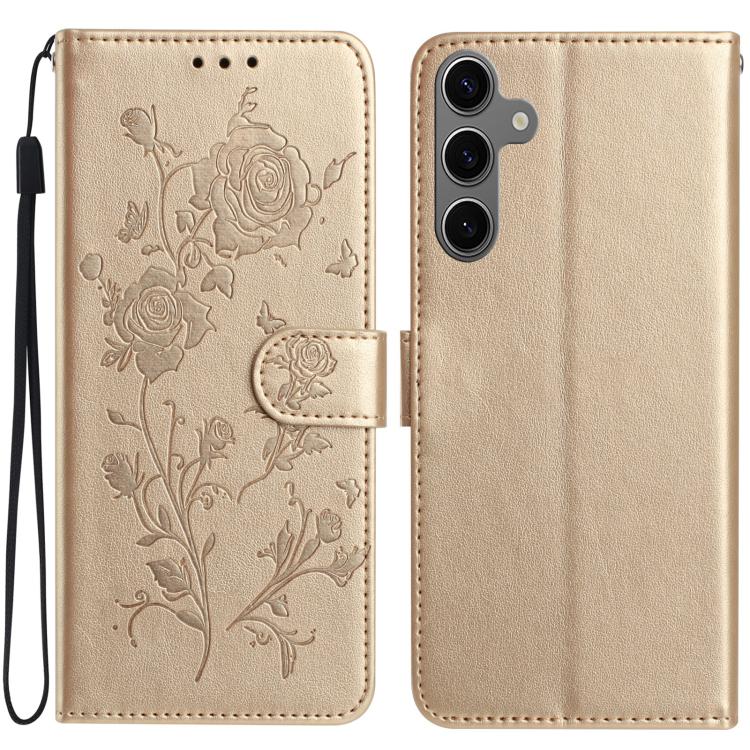 Rose Flower Embossing Pattern Leather Phone Case, For Samsung Galaxy S25+ 5G, For Samsung Galaxy S25 Ultra 5G, For Samsung Galaxy S24 FE 5G, For Samsung Galaxy S24 Ultra 5G, For Samsung Galaxy S24+ 5G