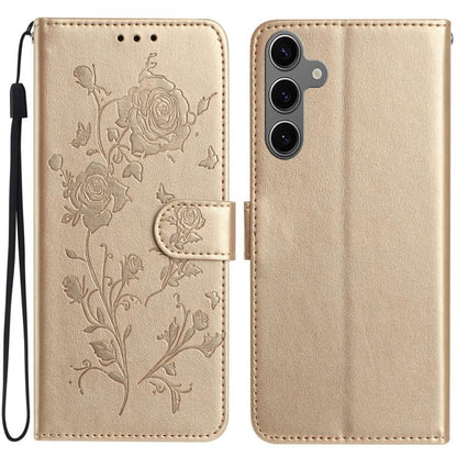 Rose Flower Embossing Pattern Leather Phone Case, For Samsung Galaxy S25+ 5G, For Samsung Galaxy S25 Ultra 5G, For Samsung Galaxy S24 FE 5G, For Samsung Galaxy S24 Ultra 5G, For Samsung Galaxy S24+ 5G