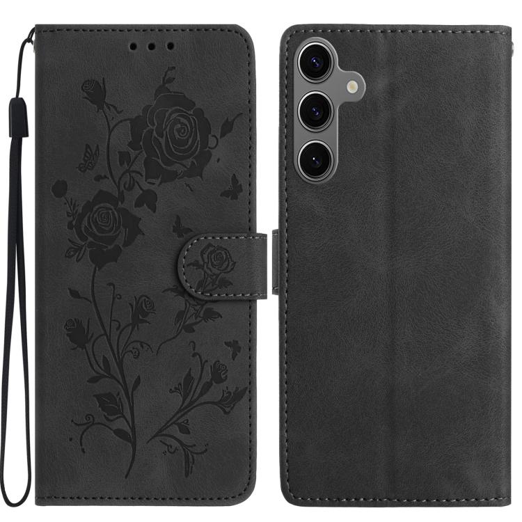 Rose Flower Embossing Pattern Leather Phone Case, For Samsung Galaxy S25+ 5G, For Samsung Galaxy S25 Ultra 5G, For Samsung Galaxy S24 FE 5G, For Samsung Galaxy S24 Ultra 5G, For Samsung Galaxy S24+ 5G