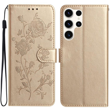Rose Flower Embossing Pattern Leather Phone Case, For Samsung Galaxy S25+ 5G, For Samsung Galaxy S25 Ultra 5G, For Samsung Galaxy S24 FE 5G, For Samsung Galaxy S24 Ultra 5G, For Samsung Galaxy S24+ 5G