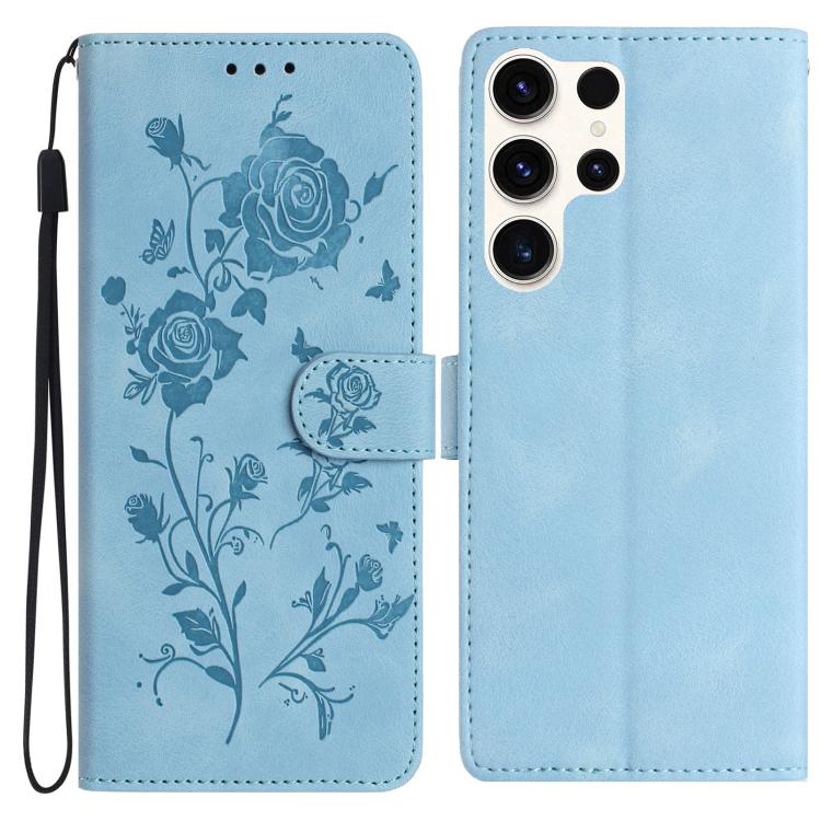 Rose Flower Embossing Pattern Leather Phone Case, For Samsung Galaxy S25+ 5G, For Samsung Galaxy S25 Ultra 5G, For Samsung Galaxy S24 FE 5G, For Samsung Galaxy S24 Ultra 5G, For Samsung Galaxy S24+ 5G