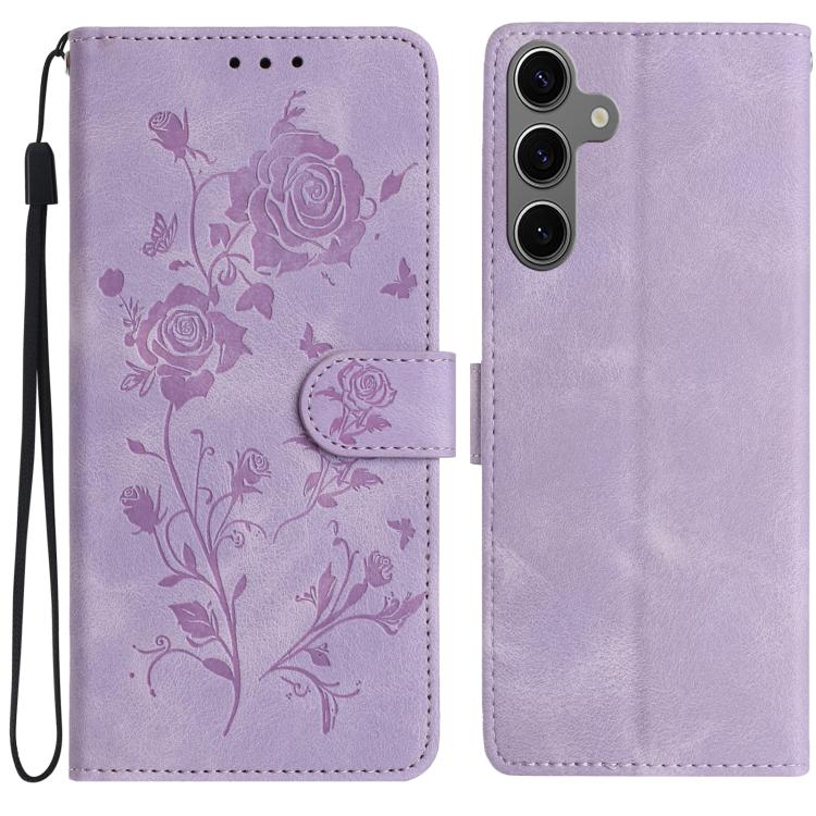 Rose Flower Embossing Pattern Leather Phone Case, For Samsung Galaxy S26 Edge 5G, For Samsung Galaxy S26 Ultra 5G, For Samsung Galaxy S26 5G, For Samsung Galaxy S25 Edge 5G, For Samsung Galaxy S25 5G