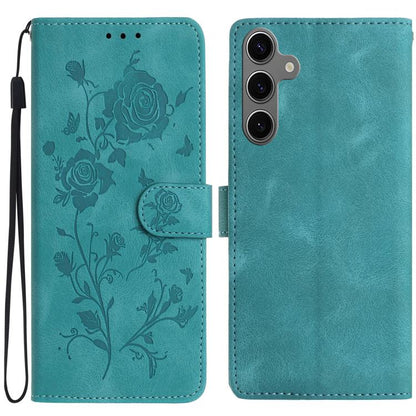 Rose Flower Embossing Pattern Leather Phone Case, For Samsung Galaxy S25+ 5G, For Samsung Galaxy S25 Ultra 5G, For Samsung Galaxy S24 FE 5G, For Samsung Galaxy S24 Ultra 5G, For Samsung Galaxy S24+ 5G