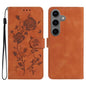 Rose Flower Embossing Pattern Leather Phone Case, For Samsung Galaxy S25+ 5G, For Samsung Galaxy S25 Ultra 5G, For Samsung Galaxy S24 FE 5G, For Samsung Galaxy S24 Ultra 5G, For Samsung Galaxy S24+ 5G