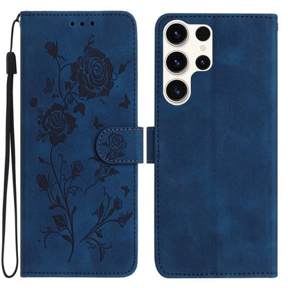 Rose Flower Embossing Pattern Leather Phone Case, For Samsung Galaxy S25+ 5G, For Samsung Galaxy S25 Ultra 5G, For Samsung Galaxy S24 FE 5G, For Samsung Galaxy S24 Ultra 5G, For Samsung Galaxy S24+ 5G