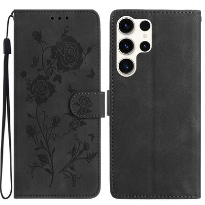 Rose Flower Embossing Pattern Leather Phone Case, For Samsung Galaxy S25+ 5G, For Samsung Galaxy S25 Ultra 5G, For Samsung Galaxy S24 FE 5G, For Samsung Galaxy S24 Ultra 5G, For Samsung Galaxy S24+ 5G