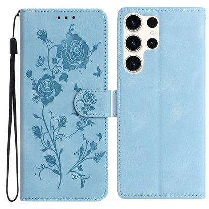 Rose Flower Embossing Pattern Leather Phone Case, For Samsung Galaxy S25+ 5G, For Samsung Galaxy S25 Ultra 5G, For Samsung Galaxy S24 FE 5G, For Samsung Galaxy S24 Ultra 5G, For Samsung Galaxy S24+ 5G