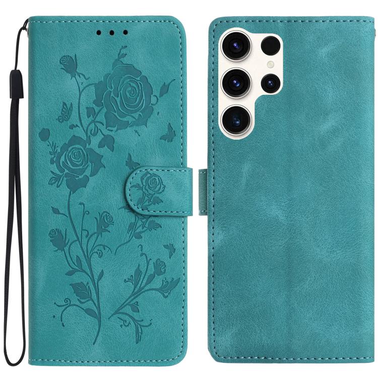 Rose Flower Embossing Pattern Leather Phone Case, For Samsung Galaxy S25+ 5G, For Samsung Galaxy S25 Ultra 5G, For Samsung Galaxy S24 FE 5G, For Samsung Galaxy S24 Ultra 5G, For Samsung Galaxy S24+ 5G