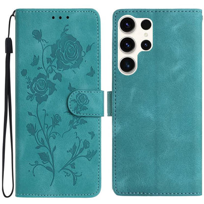 Rose Flower Embossing Pattern Leather Phone Case, For Samsung Galaxy S25+ 5G, For Samsung Galaxy S25 Ultra 5G, For Samsung Galaxy S24 FE 5G, For Samsung Galaxy S24 Ultra 5G, For Samsung Galaxy S24+ 5G