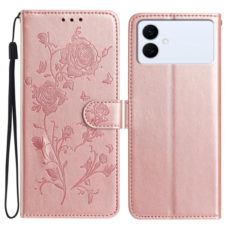 Rose Flower Embossing Pattern Leather Phone Case, For Samsung Galaxy S26 Edge 5G, For Samsung Galaxy S26 Ultra 5G, For Samsung Galaxy S26 5G, For Samsung Galaxy S25 Edge 5G, For Samsung Galaxy S25 5G