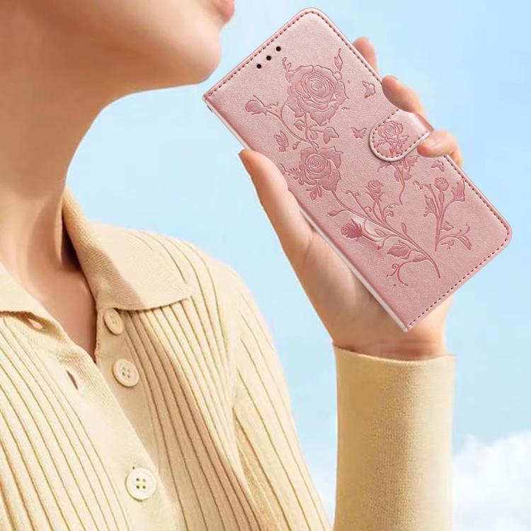 Rose Flower Embossing Pattern Leather Phone Case, For Samsung Galaxy S26 Edge 5G, For Samsung Galaxy S26 Ultra 5G, For Samsung Galaxy S26 5G, For Samsung Galaxy S25 Edge 5G, For Samsung Galaxy S25 5G