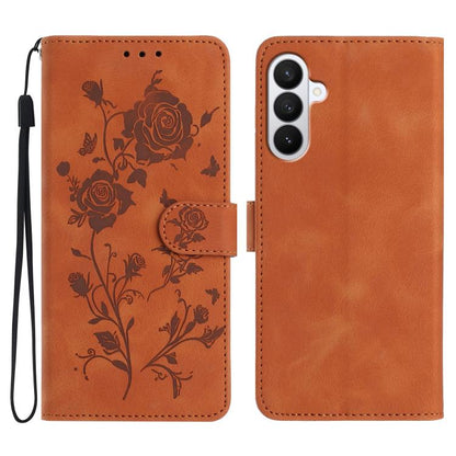 Rose Flower Embossing Pattern Leather Phone Case, For Samsung Galaxy S26 Edge 5G, For Samsung Galaxy S26 Ultra 5G, For Samsung Galaxy S26 5G, For Samsung Galaxy S25 Edge 5G, For Samsung Galaxy S25 5G