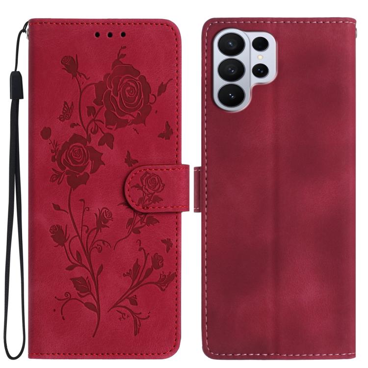 Rose Flower Embossing Pattern Leather Phone Case, For Samsung Galaxy S26 Edge 5G, For Samsung Galaxy S26 Ultra 5G, For Samsung Galaxy S26 5G, For Samsung Galaxy S25 Edge 5G, For Samsung Galaxy S25 5G