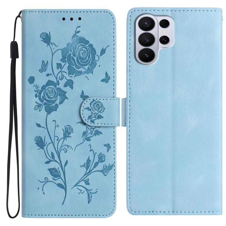 Rose Flower Embossing Pattern Leather Phone Case, For Samsung Galaxy S26 Edge 5G, For Samsung Galaxy S26 Ultra 5G, For Samsung Galaxy S26 5G, For Samsung Galaxy S25 Edge 5G, For Samsung Galaxy S25 5G