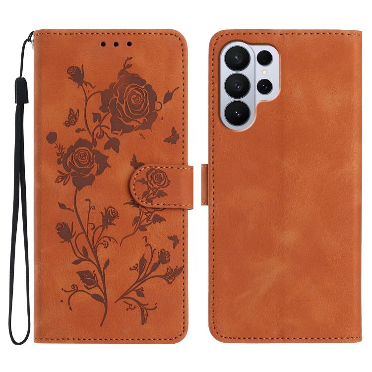 Rose Flower Embossing Pattern Leather Phone Case, For Samsung Galaxy S26 Edge 5G, For Samsung Galaxy S26 Ultra 5G, For Samsung Galaxy S26 5G, For Samsung Galaxy S25 Edge 5G, For Samsung Galaxy S25 5G