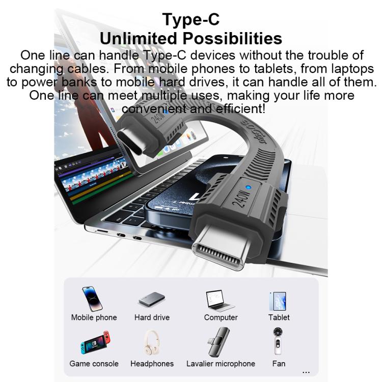 Portable Keychain 80Gbps 240W USB4 Type-C / USB-C Charging Cable