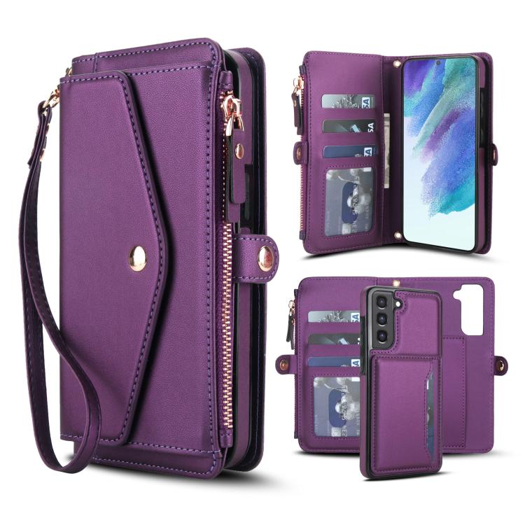 Multifunctional Wallet Detachable Leather Phone Case with Lanyard, For Samsung Galaxy S22 5G, For Samsung Galaxy S21 FE 5G, For Samsung Galaxy S21 5G, For Samsung Galaxy S21+ 5G, For Samsung Galaxy S21 Ultra 5G
