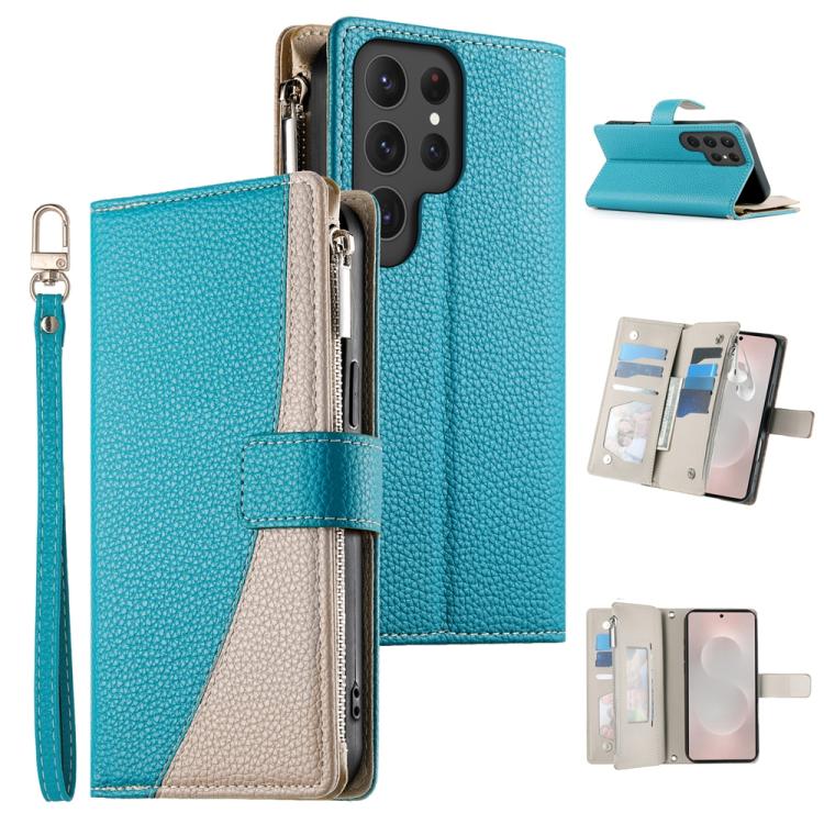 Stitching Multi-card Zipper Wallet Leather Phone Case with Short Strap, For Samsung Galaxy S24+ 5G / S25+ 5G, For Samsung Galaxy S25 Ultra 5G, For Samsung Galaxy S24 FE 5G, For Samsung Galaxy S24 Ultra 5G, For Samsung Galaxy S23 FE 5G                  ...