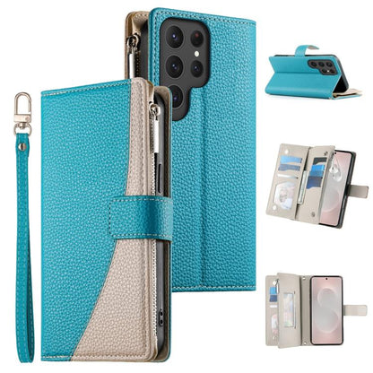 Stitching Multi-card Zipper Wallet Leather Phone Case with Short Strap, For Samsung Galaxy S24+ 5G / S25+ 5G, For Samsung Galaxy S25 Ultra 5G, For Samsung Galaxy S24 FE 5G, For Samsung Galaxy S24 Ultra 5G, For Samsung Galaxy S23 FE 5G                  ...