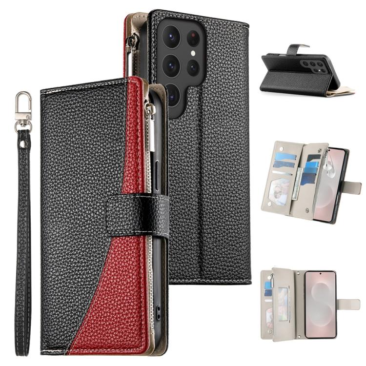 Stitching Multi-card Zipper Wallet Leather Phone Case with Short Strap, For Samsung Galaxy S24+ 5G / S25+ 5G, For Samsung Galaxy S25 Ultra 5G, For Samsung Galaxy S24 FE 5G, For Samsung Galaxy S24 Ultra 5G, For Samsung Galaxy S23 FE 5G                  ...