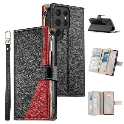 Stitching Multi-card Zipper Wallet Leather Phone Case with Short Strap, For Samsung Galaxy S24+ 5G / S25+ 5G, For Samsung Galaxy S25 Ultra 5G, For Samsung Galaxy S24 FE 5G, For Samsung Galaxy S24 Ultra 5G, For Samsung Galaxy S23 FE 5G                  ...